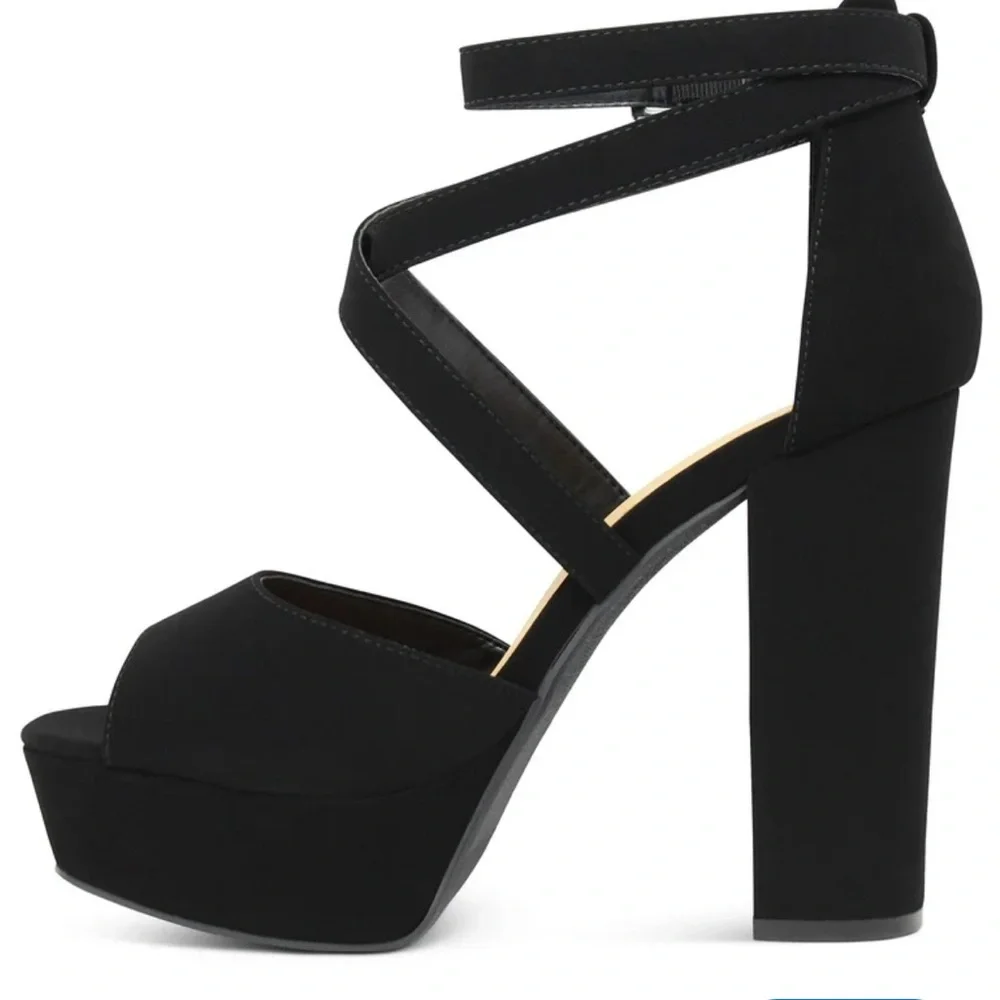 - Women's Marco Republic Black faux suede Platform Heels 6.5 Delhi